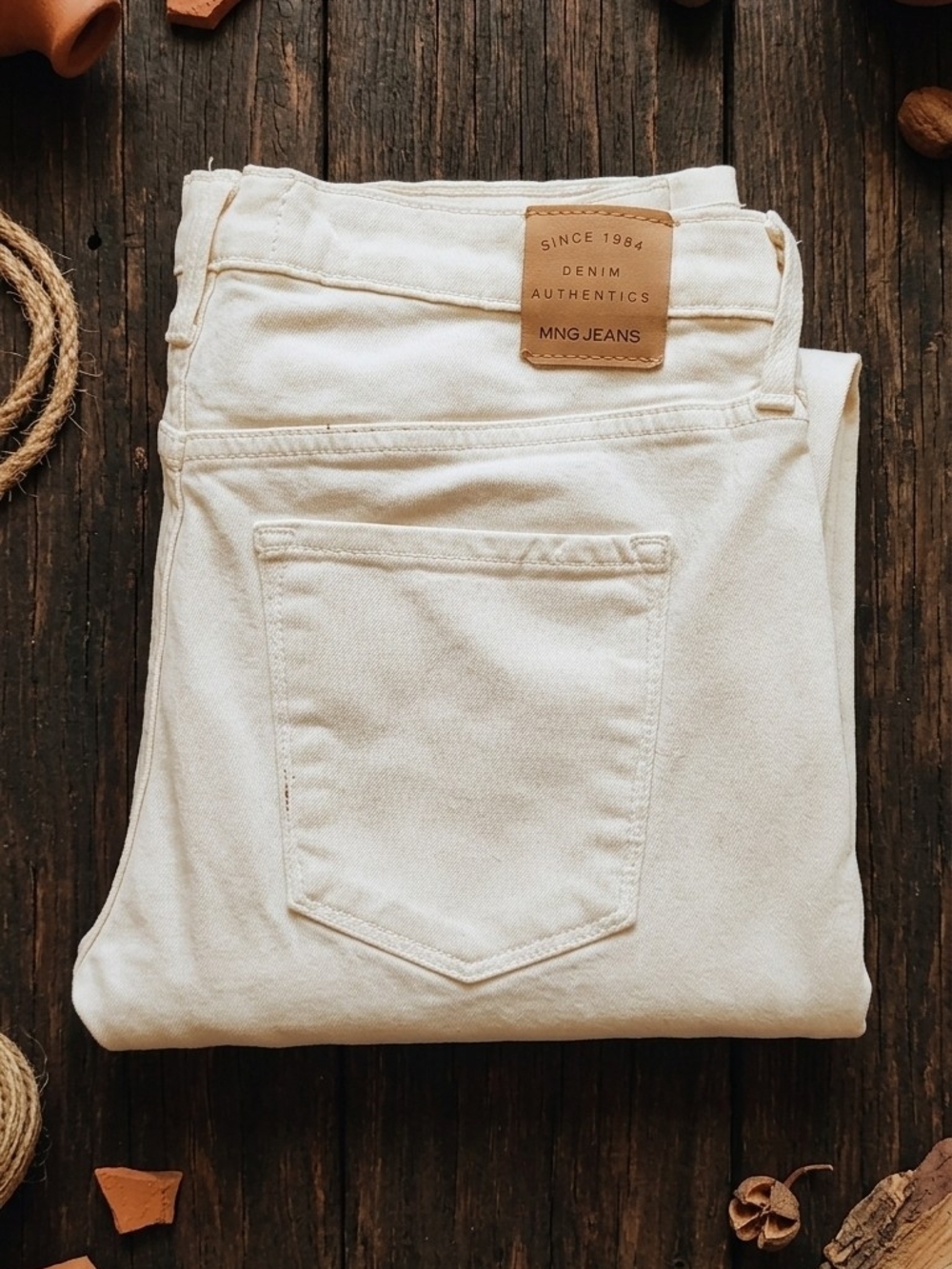 Mango High-Rise Cream Denim Jeans Size 10
